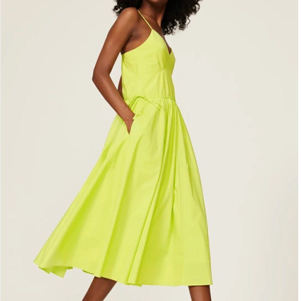 Jason Wu Neon Yellow/Green Midi dress EUC/ with repair.  Size 8 - Picture 2 of 10
